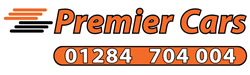 Premier Cars logo with telephone (01284 704004)